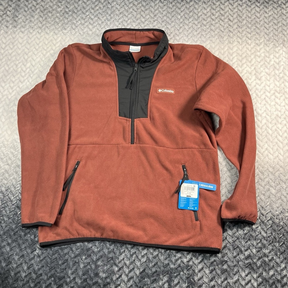Columbia Men's Sequoia Grove‎ Full Zip Fleece Jacket NWT Size LARGE Rust Red